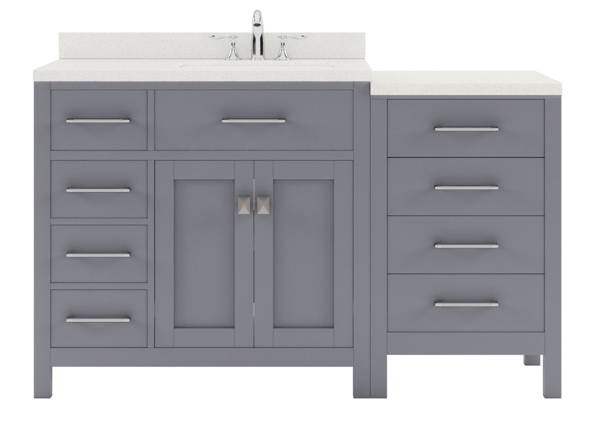 Issac Edwards Collection 57" Single Bath Vanity in Gray with White Quartz Top and Round Sink