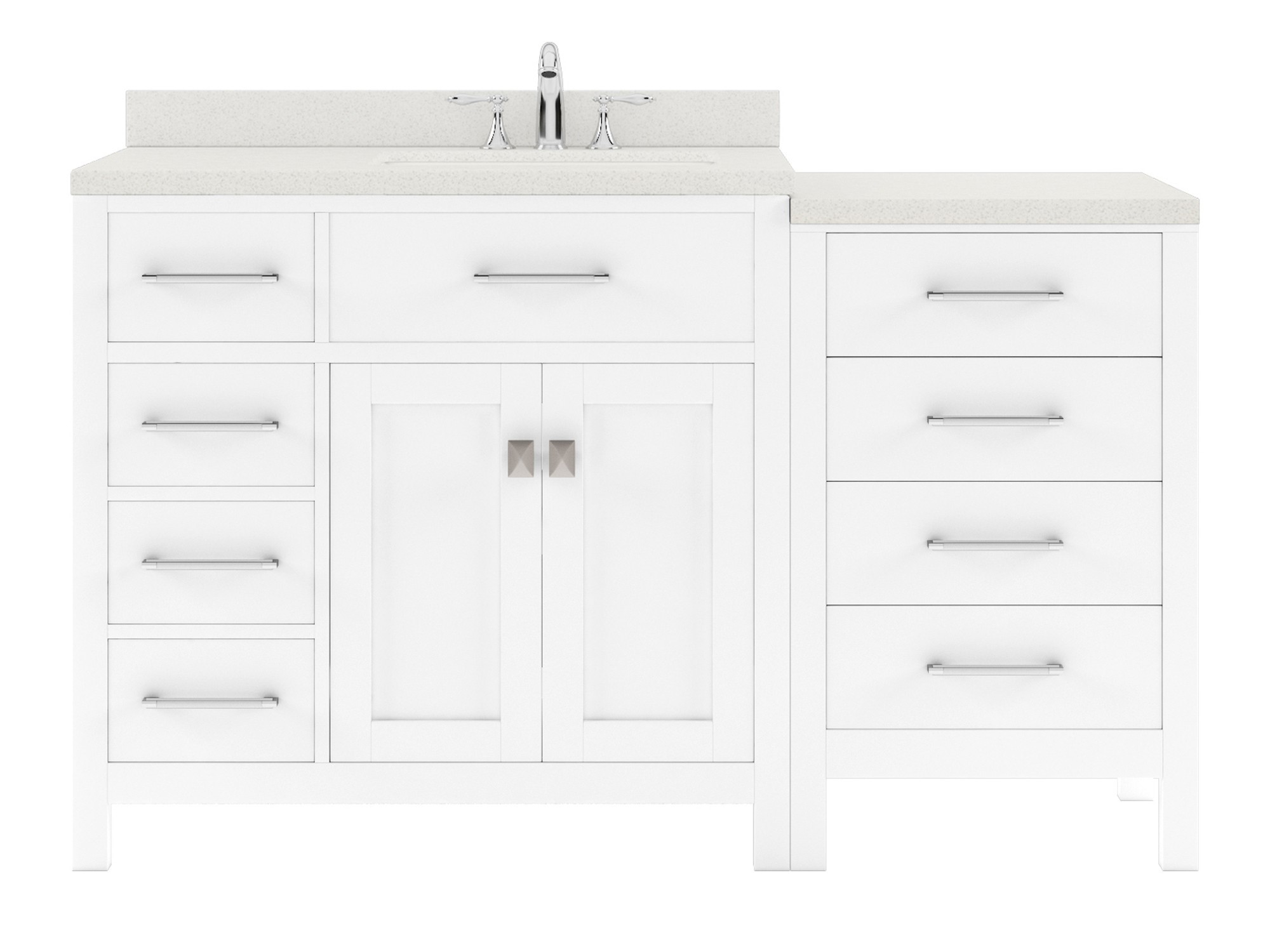 Issac Edwards Collection 57" Single Bath Vanity in White with White Quartz Top and Round Sink