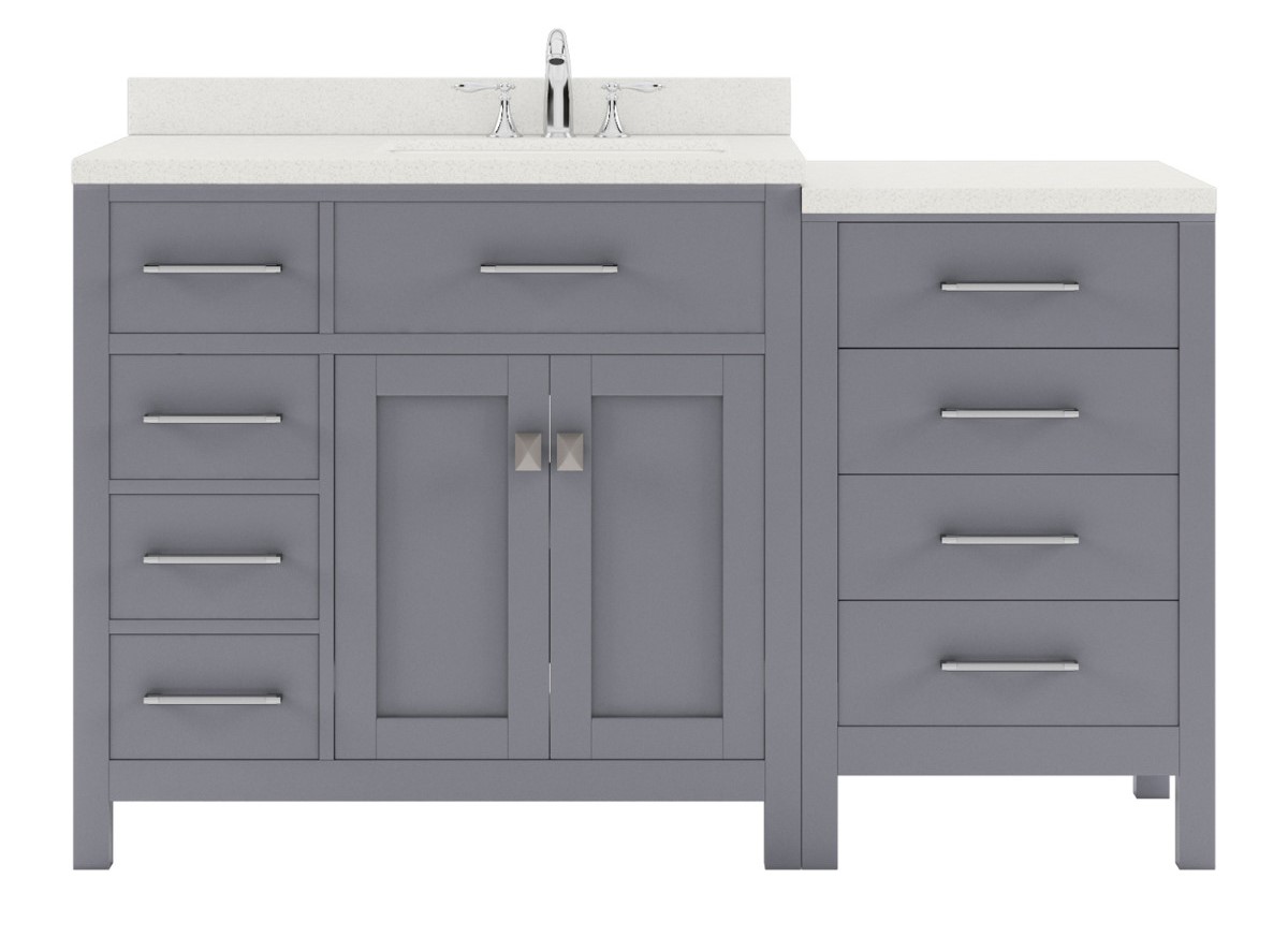 Issac Edwards Collection 57" Single Bath Vanity in Gray with White Quartz Top and Square Sink