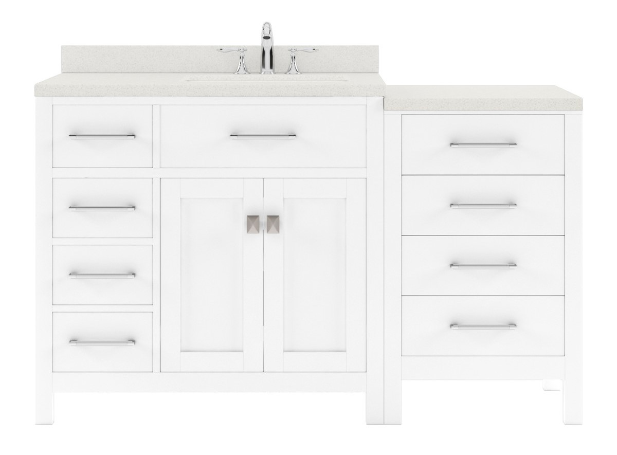Issac Edwards Collection 57" Single Bath Vanity in White with White Quartz Top and Square Sink