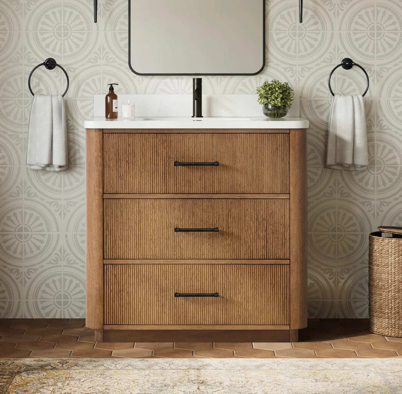 36" Single Bathroom Vanity in Toasted Walnut, with Countertop Options and Hardware Option