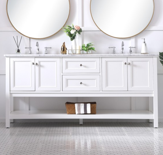 Modern Fitting 72" Double Sink Bathroom Vanity set in White