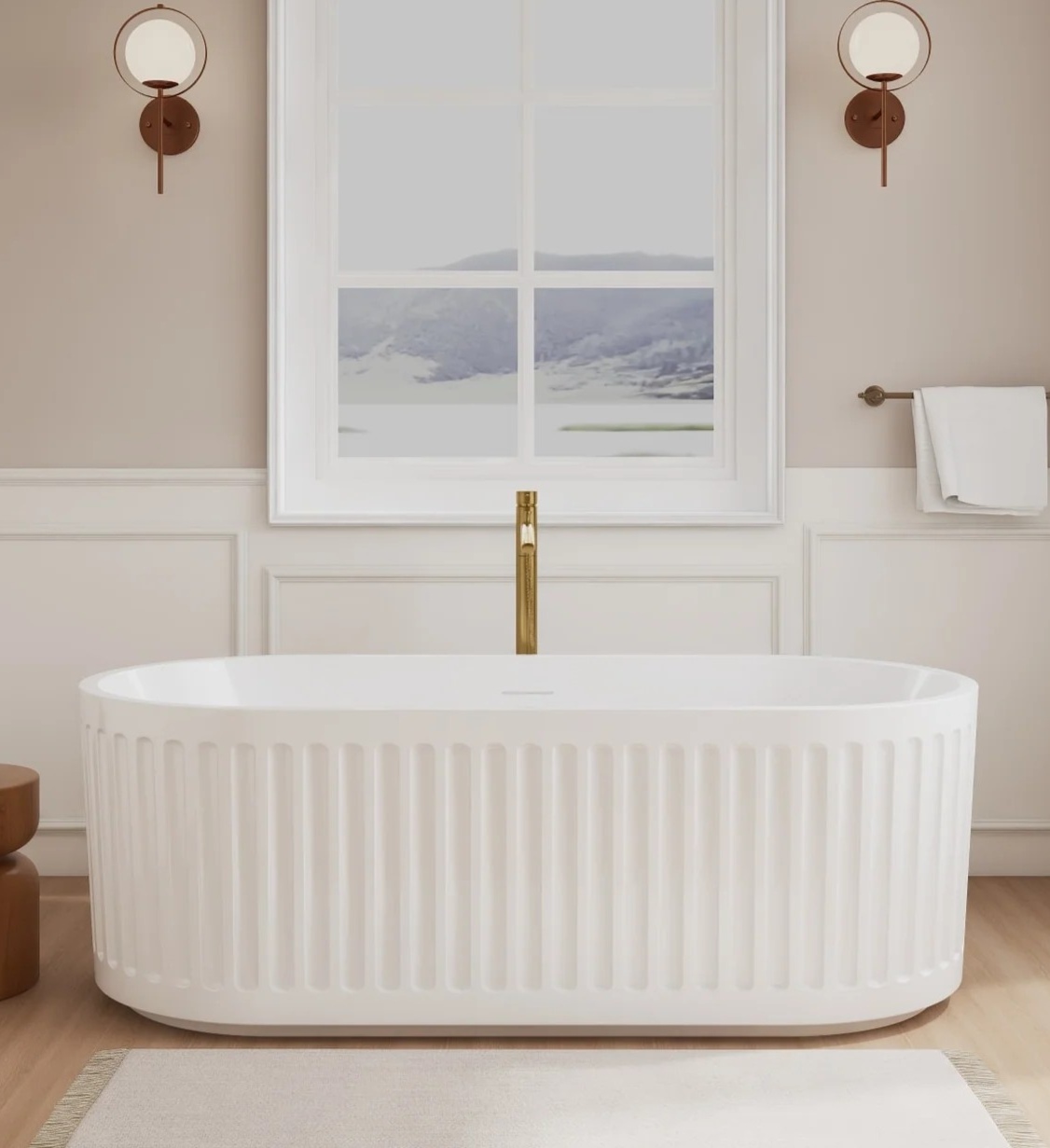 67" Freestanding Acrylic Bathtub with Faucet Options, and with Color Trim Options