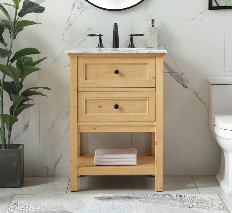 Modern Fitting 24" Single Bathroom Vanity in Natural Wood