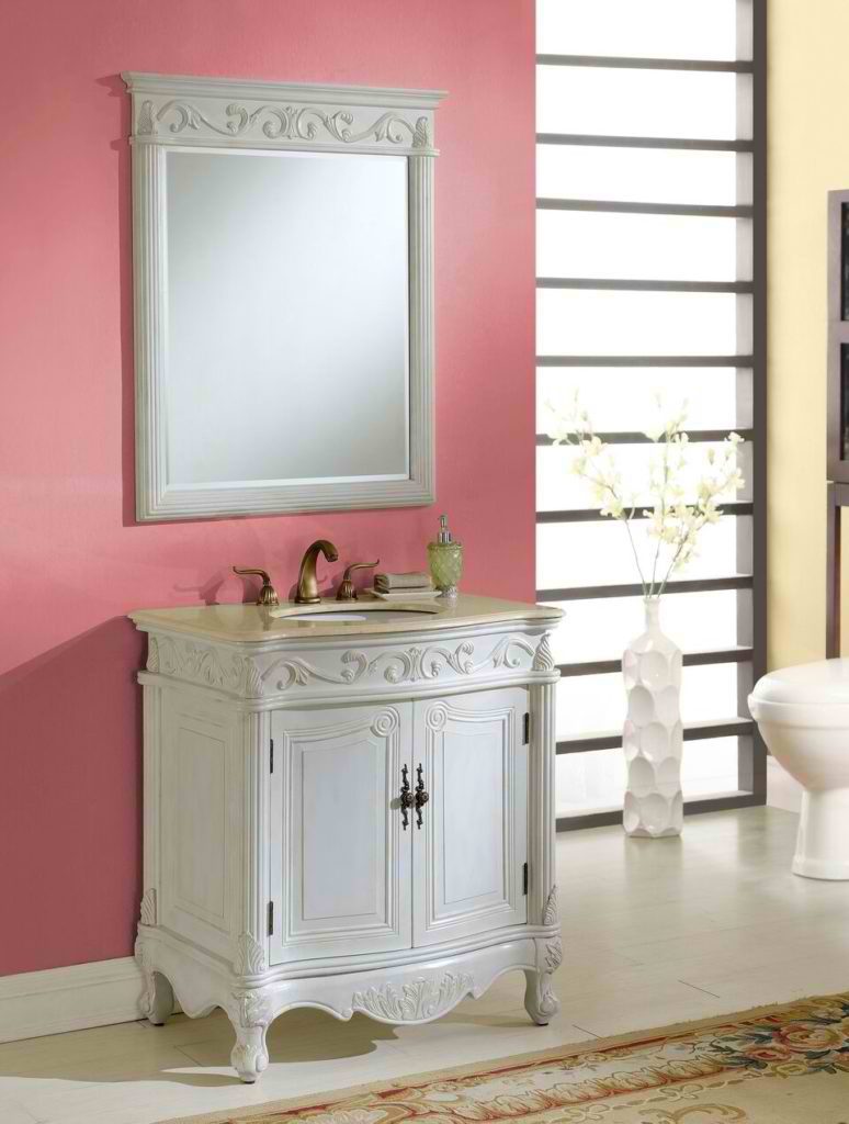 32" Antique White with Matching Mirror