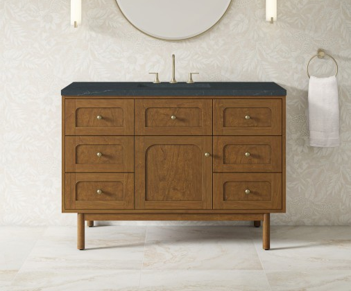 James Martin 30" Single Vanity Cabinet, Honey Oak Finish Dual-mounted with Countertop Options