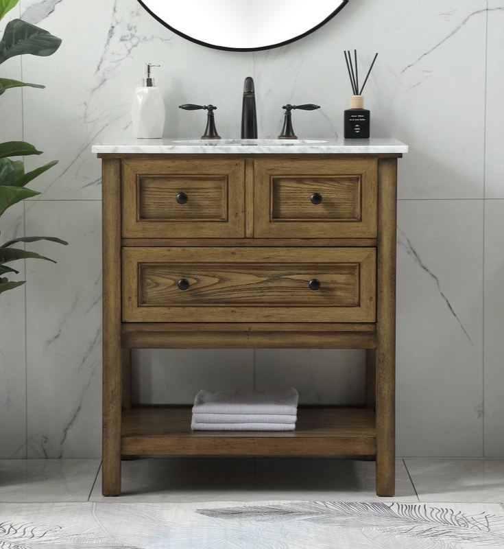 Modern Fitting 30" Single Bathroom Vanity in Driftwood Finish