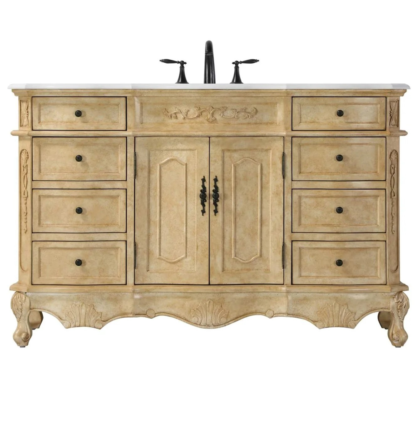 Adelina 54" Single Bathroom Vanity in Antique Beige Finish