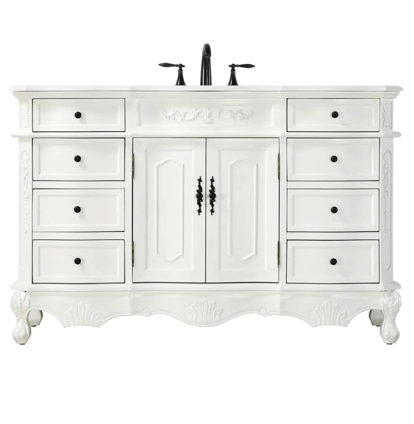 Adelina 54" Single Bathroom Vanity in Antique White Finish