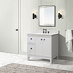 37" Single Sink Vanity in White with Engineered Quartz Top