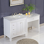67 inch Transitional Bathroom Vanity White Finish Marble Top 
