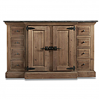 59" Handcrafted Reclaimed Pine Solid Wood Single Fridgey Breakfront Bath Vanity Natural Pine Finish 