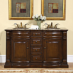 Accord Antique 60 inch Double Sink Bathroom Vanity with Counter Top Options