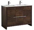 Modern Lux 48" Double Sink Rose Wood  Modern Bathroom Vanity with White Quartz Counter-Top