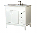 36 inch Adelina White Finish Bathroom Vanity Marble Top