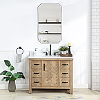 Javier 42" Free-standing Single Bath Vanity in Spruce Antique Brown with White Grain Composite Stone Top and Mirror