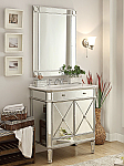 32 inch Adelina Mirrored Silver Bathroom Vanity White Marble Top