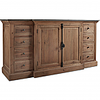 71" Reclaimed Pine Large Single Vanity with Blue Stone Top Natural
