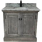 36 inch Grey Rustic Single Sink Bathroom Vanity Marble Top 