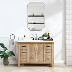 Javier 48" Free-standing Single Bath Vanity in Spruce Antique Brown with White Grain Composite Stone Top and Mirror