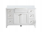 54" W x 22" D Bath Vanity in White with Quartz Vanity Top in White with White Basin
