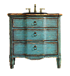 32" Buckner Hall Chest Old World French Rustic Turquoise Finish Bathroom Vanity