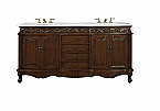 Adelina 72 inch Antique Double Sink Bathroom Vanity with White Imperial Marble Top  