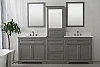 96" Bath Vanity in White with 1" Thick Grey Quartz Countertop in White with White Basin