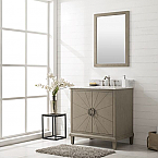 30 inch Designer Modern Antique Grey Finish Vanity with Carrera Marble Top 