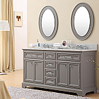 72 inch Traditional Double Sink Bathroom Vanity Gray Finish