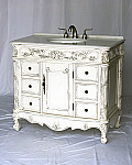 40" Adelina Antique Style Single Sink Bathroom Vanity in Antique White Finish with Imperial White Stone Countertop