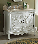 40 inch Adelina Antique White Finish Bathroom Vanity Beige Marble Top