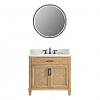 Issac Edwards Collection 36" Single Bathroom Vanity in Weathered Fir with Calacatta White Quartz Stone Countertop without Mirror