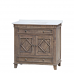 Farmhouse Rustic 36" Single Sink Vanity with White Quartz Top Rustic Wood Finish