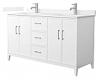 60" Transitional Double Vanity Base in White, 7 Top Options with 2 Hardware Option 60" Transitional Double Vanity Base in White, 7 Top Options with 2 Hardware Option