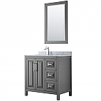 36" Single Bathroom Vanity in Dark Grey with Countertop, Mirror and Medicine Cabinet Options 
