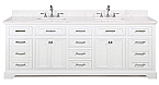 Transitional 84" Double Sink Vanity with 1" Carrara White Quartz Counterop in White Finish