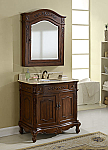 36" Antique Chestnut Finish Vanity with Mirror, Med Cab, and Linen Cabinet Options 