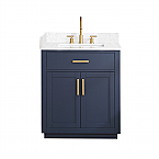 Issac Edwards Collection 30" Single Bathroom Vanity in Royal Blue with Grain White Composite Stone Countertop without Mirror