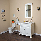 36 inch Traditional White Finish Bathroom Vanity with Carrara Marble top and mirror option 