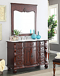 Adelina 50 inch Antique Bathroom Vanity Brown Finish White Marble Top