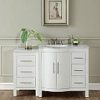 54 inch Single Sink Contemporary Bathroom Vanity White Finish Carrara Marble Top