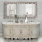 84" Hand Crafted Antique Parchment Vanity