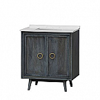 32" Single Sink Vanity in Mango Wood with Dark Finish with White Quartz Top and Grey Veining