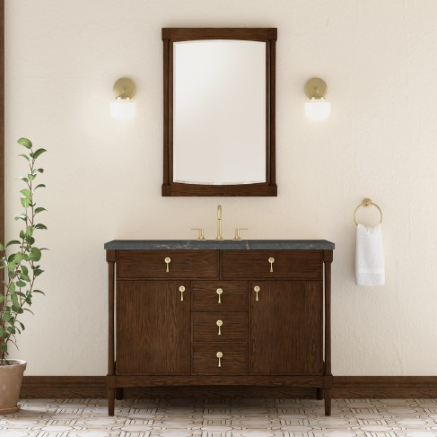 James Martin 48" Single Vanity Cabinet, Sable Oak with Countertop Options and Mirror Option