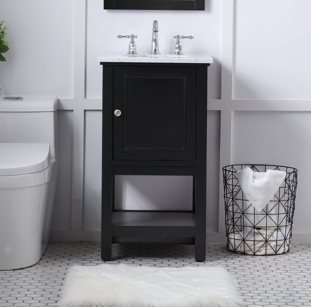 Modern Fitting 19" Single Bathroom Vanity in Black Finish 